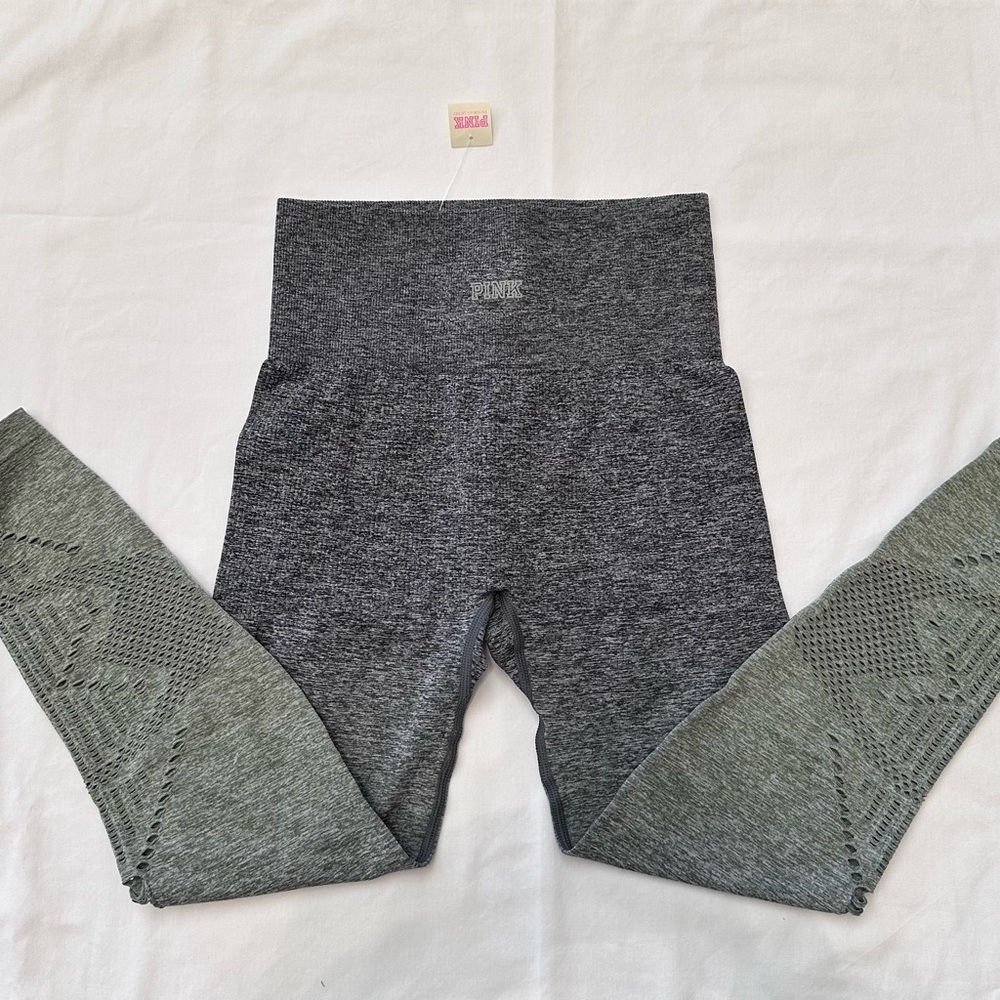 PINK Victoria's Secret Ombré Charcoal and Olive Kids Leggings - NWT XS